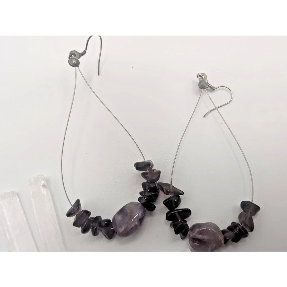 Chakra Stone Craft Jewelry Making Small Lot Multicolor Purple Stones Earrings